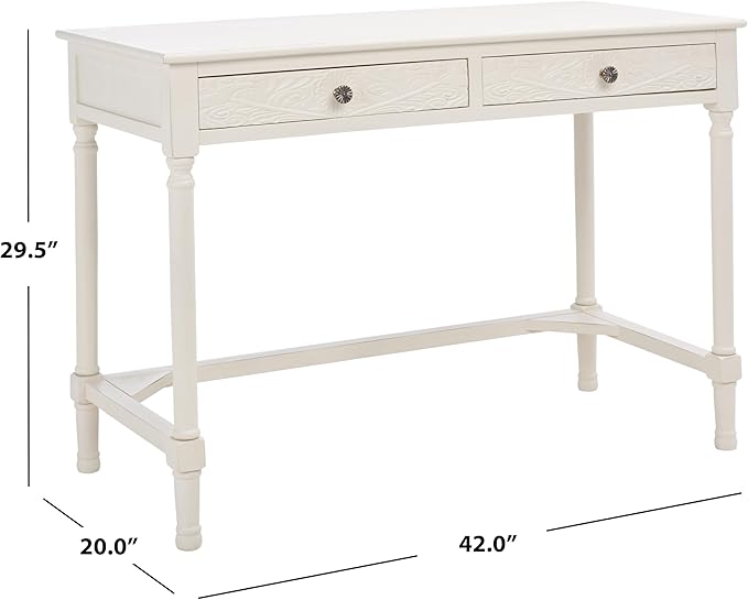 SAFAVIEH Home Collection Ryleigh Distressed White 2-Drawer Desk