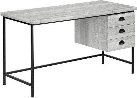 Computer Desk Home Office Laptop Storage Drawers 55 l Work Grey Laminate Black Metal Contemporary Modern