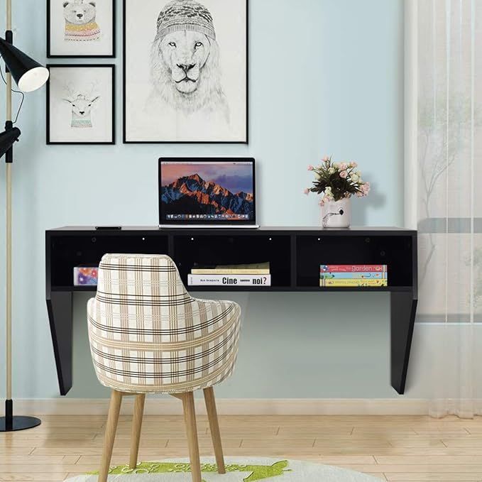 BestComfort Wall Mounted Desk Hutch 42.5inch Floating Laptop Table Writing Desk Home Office Workstation Hanging Computer Desk Modern Floating Console Media Storage Cabinet