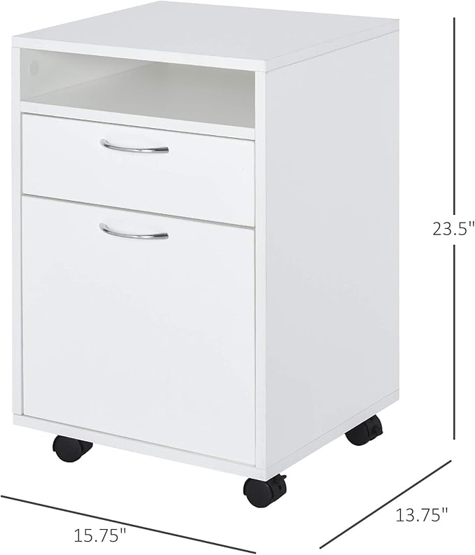 Mobile File Cabinet with 2 Drawers Under Desk Filing Cabinets Printer Stand Rolling Office Storage Cabinet with 4 Wheels for Home Office Organizer Letters/Legal/A4 (White)