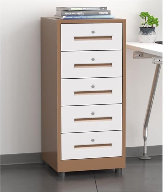 File Cabinet 5 Drawer File Cabinet Vertical Filing Cabinet Organizer File Cabinet with Lock Under Desk Storage(Color:Coffee Color)