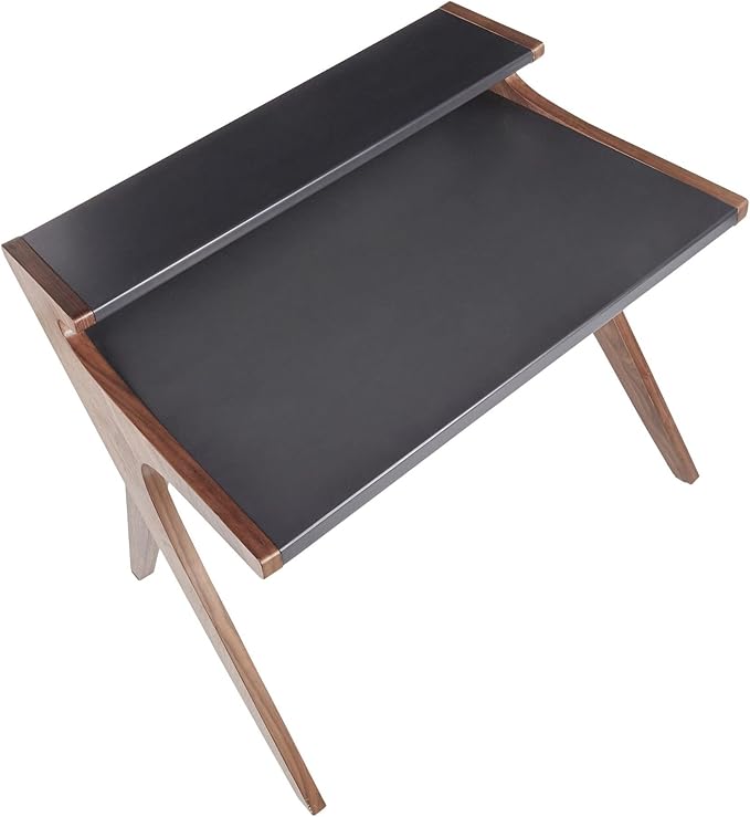 LumiSource Archer Walnut Desk Home Office Desk Computer Desk Small Desk for Bedroom Gaming Desk Contemporary Desk