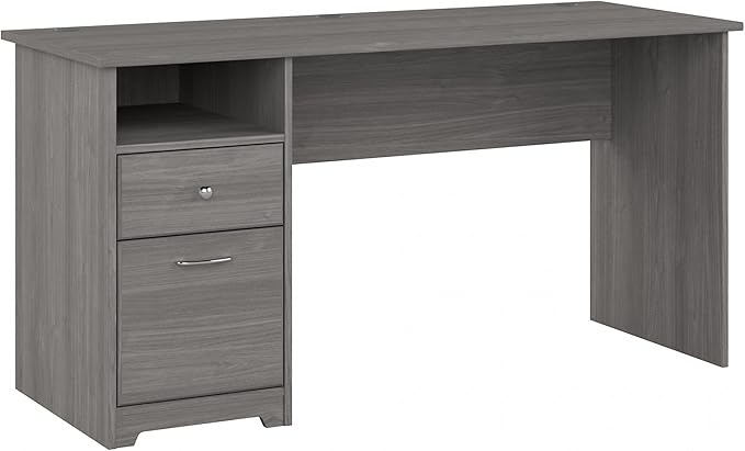 Bush Home Cabot 60W Computer Desk with Drawers in Modern Gray Workstation and File Storage Desktop with Organization Solutions for Home Office