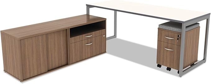 Alera ALE Valencia Series Mobile Box/File Pedestal 15 7/8 x 19 1/8 x 22 7/8 Walnut