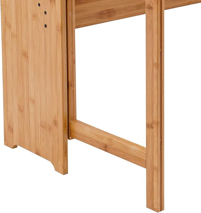 Folding Desk - Small Foldable Table with Storage Shelf 40.5 Inch Computer Desk with Space Saving for Bedroom Home Office Easy Assembly