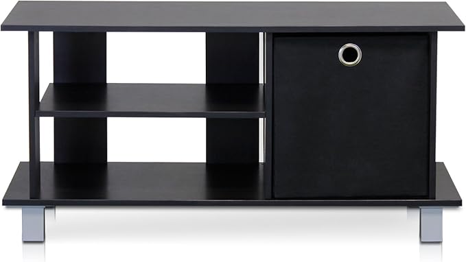 Furinno SIMPLISTIC TV Stand 3-Tier Entertainment Center Open Shelf TV Console for TV up to 33 Inch with Bin Drawers for Living Room Bedroom Espresso