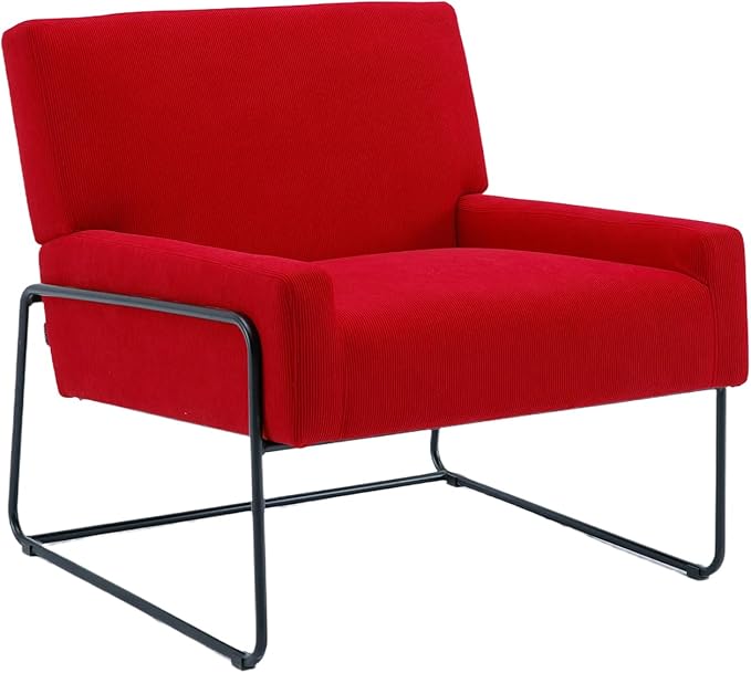 Accent Chair - Modern Industrial Slant Armchair with Metal Frame - Premium High Density Soft Single Chair for Living Room Bedroom