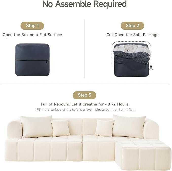ONBRILL 97” Modular Sectional Sofa with Deep Seat Cloud Sectional Couch with L-Shape ChaiseChenille Upholstered Couches for Living Room Bedroom ApartmentsNo Assembly Required
