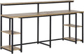 78.75 Inches Double Computer Desk for Two Person Extra Long Home Office Desk with Monitor Shelf and CPU Stand Brown