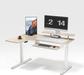 EUREKA ERGONOMIC 55 Inch L Shaped Electric Standing Desk Height Adjustable Computer Gaming Desk with Keyboard Tray Mouse Pad Home Office Work Maple Wood Left Side