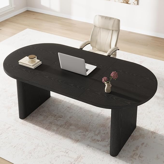GAOMON 70.8 Inch Oval Computer Desk Long Large Executive Desk Wooden Home Office Desk Writing Table Computer Table Workstation for Home Office