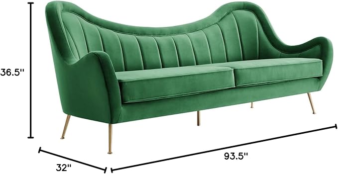 Modway EEI-5874-EME Cheshire Channel Tufted Performance Velvet Sofa Emerald