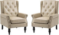 Mid-Century High Wingback Chair Set of 2Faux Leather Accent Chair Armchair with ButtonsModern Living Room Chairs with Rivet DecorationLeisure Single Sofa Chair for BedroomHome ReceptionCamel