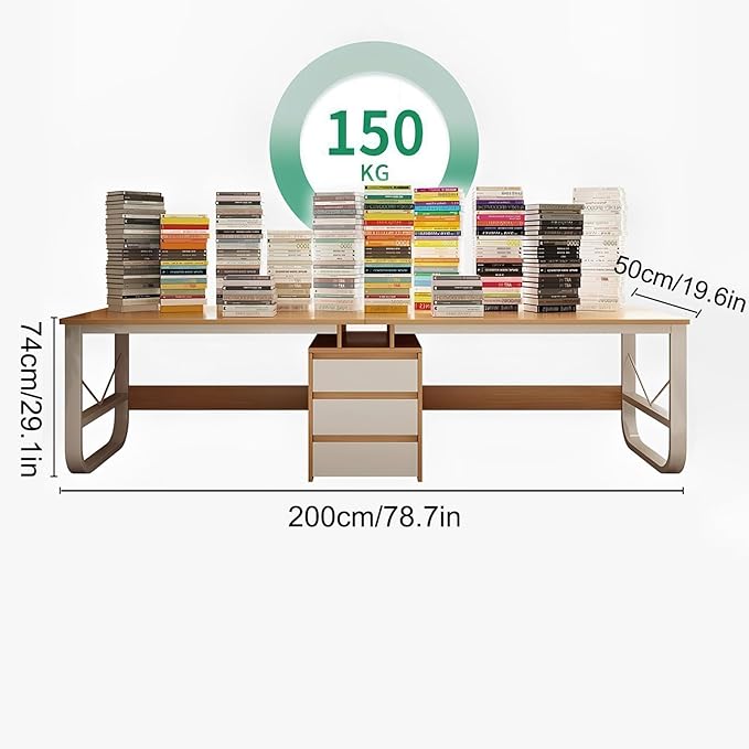 2 Person Long Computer Desk Double Workstation Desk with Drawers Modern Large Wood Writing Table Gaming Desks for Home Office 78.7 Inch(Walnut)