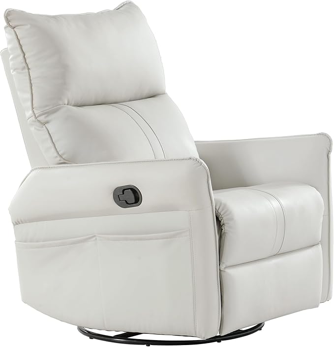 270° Power Swivel Rocker Recliner Chair for Adults – Electric Reclining Small Sofa Chair with Smooth Rocking &amp Rotation Comfortable Single Recliner for Living Room Bedroom (Light Gray+PU)