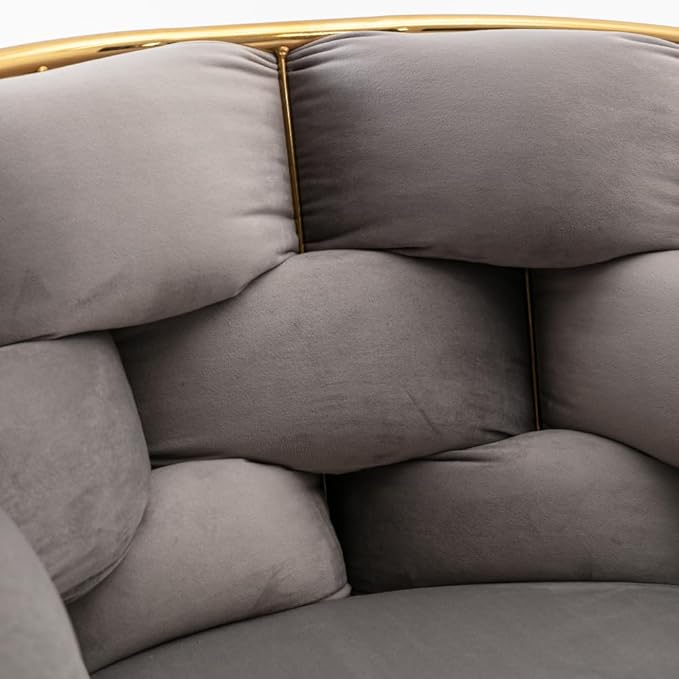 Luxury Modern Simple Leisure Velvet Single Sofa Chair Bedroom Lazy Person Household Dresser Stool Manicure Table Back Chair (Gray + Velvet-1)