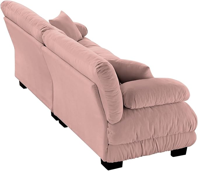 Modular Sectional Sofa Cloud Couch Comfy Chenille Loveseat for Living Room Deep Seat Modern Sectional Sofas with Round Armrests Pillows Oversized Modular Cloud Sofa for Bedroom Pink