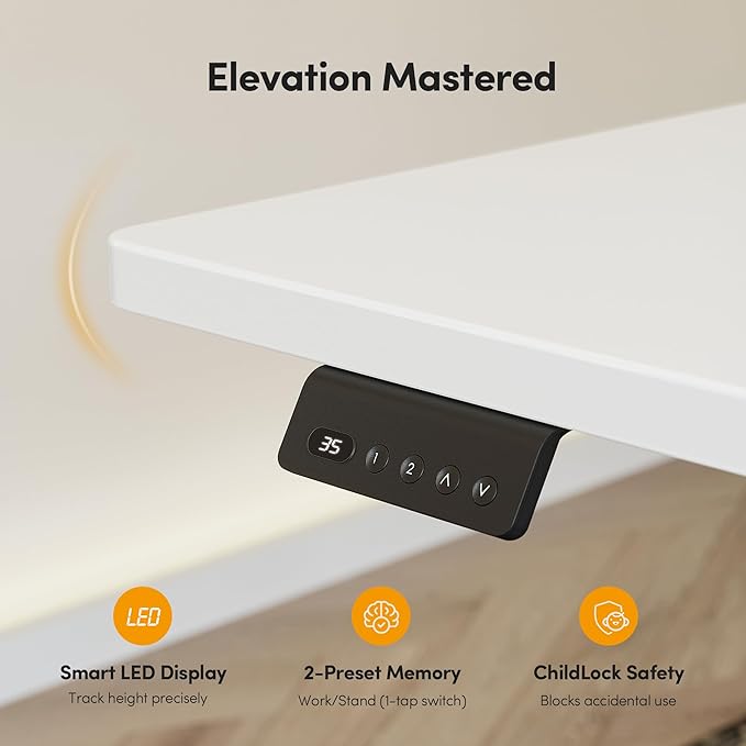CubiCubi L Shaped Standing Desk 75 x 63 Inch Adjustable Height Electric Corner Desk Sit Stand Home Office Desk with Splice Board White(2 Packages)