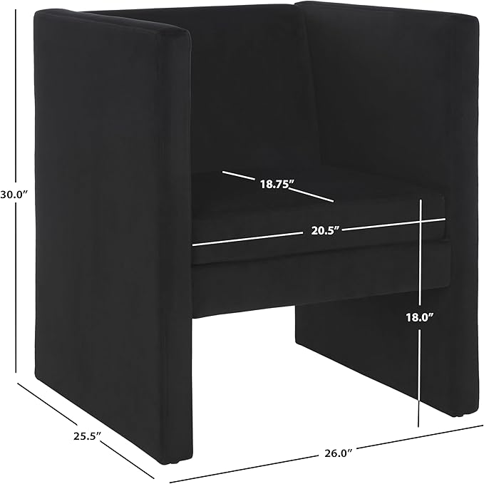 SAFAVIEH Home Collection Gisle Modern Black Velvet Accent Chair (Fully Assembled)