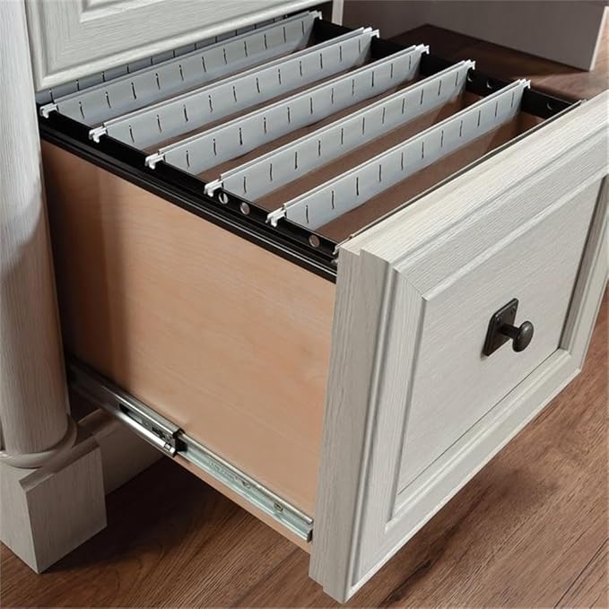 Bowery Hill L-Shaped Engineered Wood Desk Glacier Oak/Rosso Slate Finish 68.74W x 65.11D x 29.60H Multiple Drawers File Storage Adjustable Shelf Grommet Holes Home Office Computer Workspace