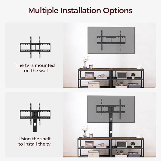 59 TV Stand with Mount and 4 Power Outlets Entertainment Center Media Console Swivel TV Stand Mount up to 75 inch TVs Height Adjustable Metal Frame for Living Room Bedroom TVHR35E01V