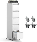 5 Drawer Mobile File Cabinet Metal Filing Cabinet with Lock and Wheels Home Office Rolling File Cabinets for Legal/Letter Hanging File Folders Un-Assembled (White)