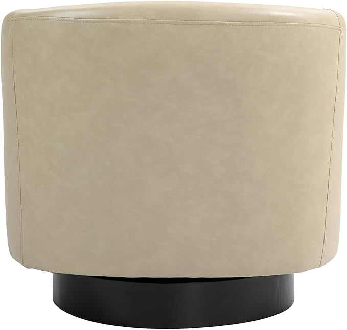 Lumibee Swivel Accent Chair Faux Leather Swivel Barrel Chair for Living Room Modern Comfy Upholstered Round Armchair Single Sofa Chair for Bedroom Club-Cream