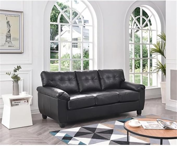 Glory Furniture Gallant Faux Leather Sofa in Black