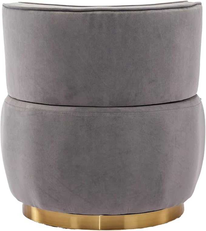 Small Barrel Chair Swivel Barrel Chair with Thicken Backrest Round Accent Chair for Living Room Bedroom Office Comfortable Velvet Fabric Soft High-Density Foam Padding (Gray)
