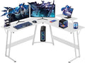 51 Inch L Shaped Gaming Desk Corner Computer Desk with Detachable Monitor Stand for Home Office Learning Gaming WorkstationWhite