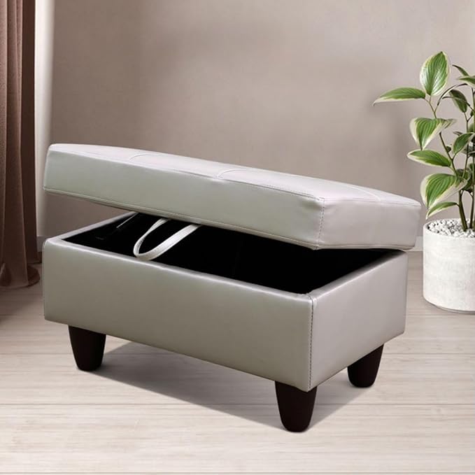 Silver Green L-Shaped 3-Piece Faux Leather Sofa with Storage Ottoman Set Sectional Couch Sofa Set for Living Room Office Small Space