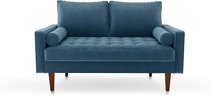 SILKIR Velvet Loveseat Sofa Love Seats Furniture for Small Spaces Mid-Century Modern Loveseats for Living Room Love Seat Couch 58 Inches Prussian Blue