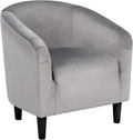 Yaheetech Living Room Chair Velvet Accent Chair Upholstered Barrel Chair Sitting Chair with Armrest and Low Back for Living Room Bedroom Reception Room Gray