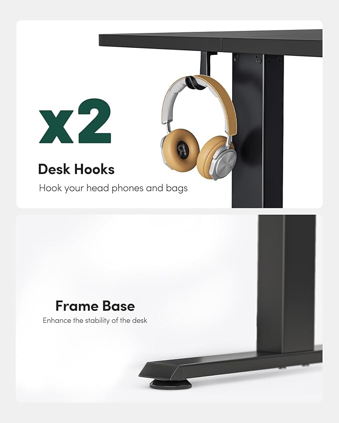 FEZIBO Electric Standing Desk Height Adjustable Stand up Desk 48 x 24 Inches Sit Stand Home Office Desk Computer Desk Black