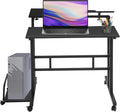 Adjustable Height Foldable Desk 26.4-45.3in Standing/Sitting Desk with 6 Lockable Wheels 44lbs Load Capacity for Home Office Dorm Bedroom (Black)