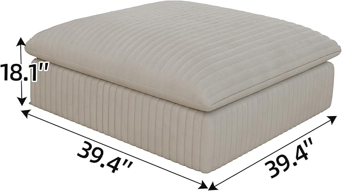 Plush Corduroy Cloud Modular Sectional Sofa Couches for Ottoman (White)