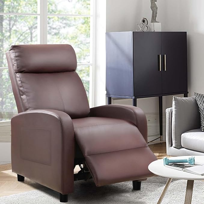 Devoko Massage Recliner Chair Home Theater Seating Pu Leather Modern Living Room Chair Furniture with Padded Cushion Reclining Sofa Chairs (Brown)