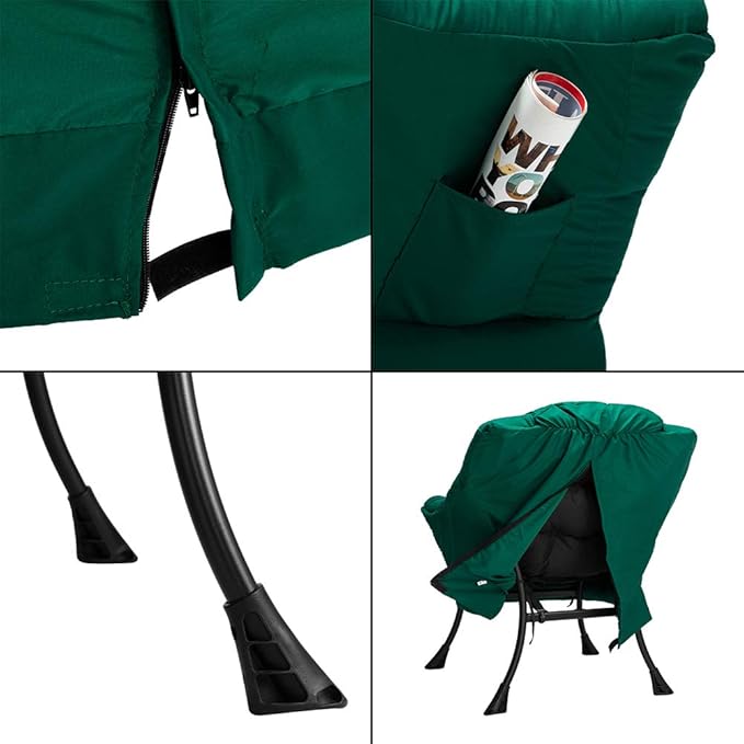 HollyHOME Modern Fabric Large Lazy Chair Accent Oversized Comfy Reading Chair Thick Padded Cozy Lounge Chair with Armrest Steel Frame Leisure Sofa Chair for Living Room Bedroom Dorm Green