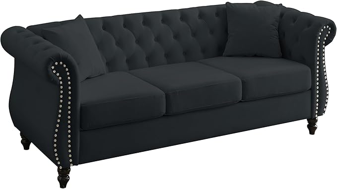 Oversized Velvet Loveseat 80 Inch Sectional CouchLuxury 3 Seater Deep Couch with NailheadUpholstered Sofa for Living Room Bedroom Apartment