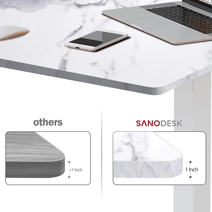 SANODESK Whole-Piece Particle Board Table Top for Standing Desk and Home Office Desk DIY 48x24x1 Inch Marble Grey Desk Top