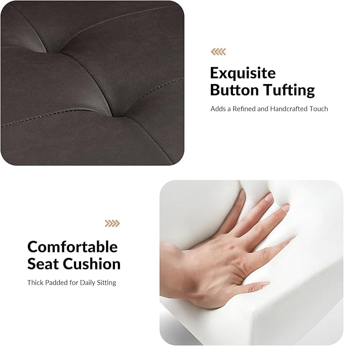 HULALA HOME Mid-Century Modern Faux Leather Loveseat Sofa with Movable Backrest Cushions Button-Tufted 2-Seater Sofa with Wooden Legs Small Love Seat Accent Couch for Living Bedroom Brown