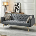 Futon Sofa Bed Convertible Futon Couch with Adjustable Backrest 68.31” Folding Sofa Bed with 2 Pillows &amp Metal Legs Sleeper Loveseat with Armrest for Home Office Dark Gray