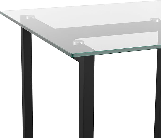 Martha Stewart Eli Home Office Desk with Glass Top and Steel Frame Oil Rubbed Bronze