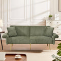 73 Convertible Futon Sofa BedComfy Teddy Fabric Sleeper Couch with 3 Reclining BackrestsGolden Chrome LegsModern Cloud Sofa Loveseat for Small Living Room Office (Green-Corduroy)