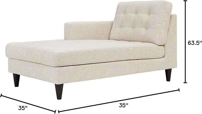 Modway Empress Mid-Century Modern Upholstered Fabric Left-Arm Chaise Lounge In Beige