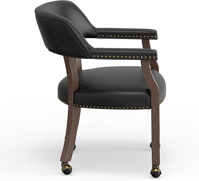 Modern Accent Chair Upholstered PU Leather Barrel Armchairs with Rubberwood Legs Comfy Lounge Arm Chair Hollow-Out Side Club Chair for Living Room Bedroom Office (Black)