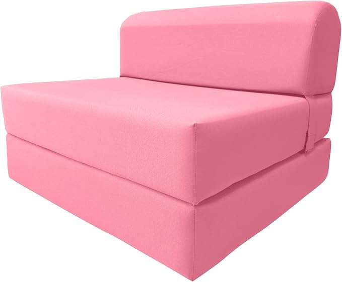 D&ampD Futon Furniture Sleeper Chair Folding Foam Bed Portable Studio Guest Sofa Beds 6 x 32 x 70 Pink