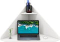 Giantex Corner Floating Desk Wall Mounted Computer Desk with Storage Shelf Space-Saving Writing Desk Triangle Laptop Desk for Living Room Study Bedroom Home Office &amp Small Spaces (White)