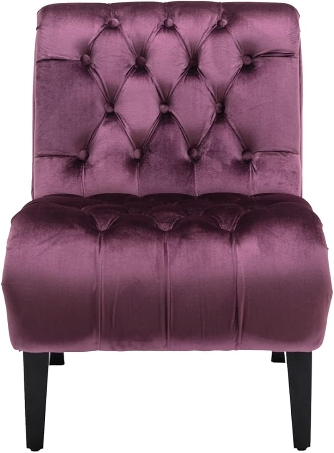 Velvet Armchair with Wood Legs Comfortable Accent Chair for Living Room Bedroom Office