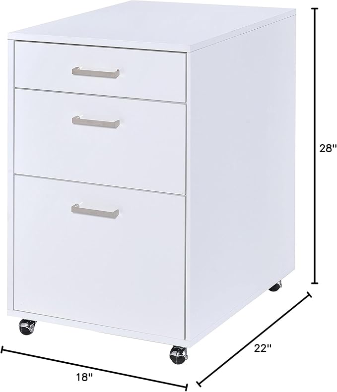 Acme Coleen Mobile File Cabinet in Glossy White